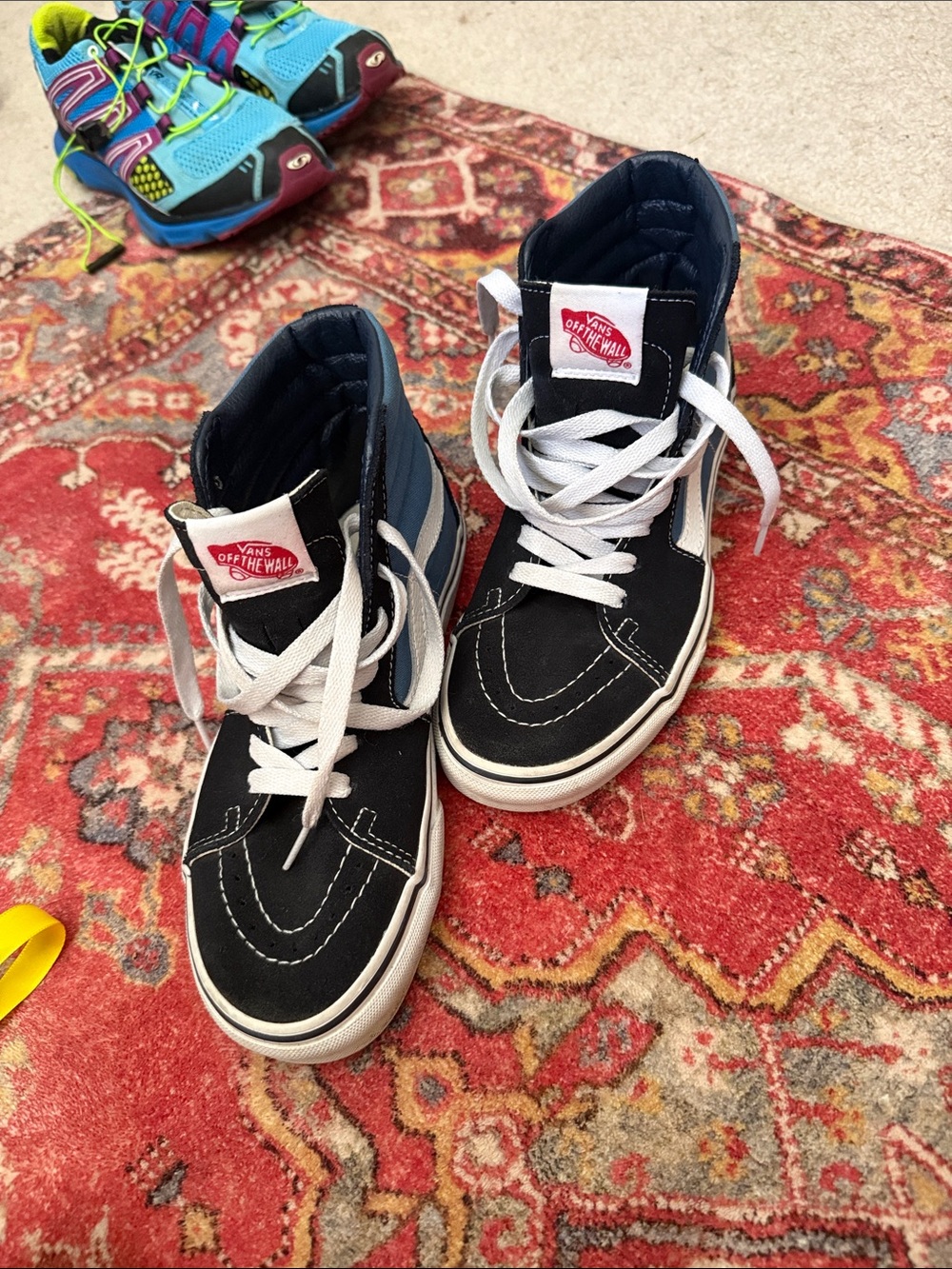 Vans Blue Black and White High-Top Sneakers